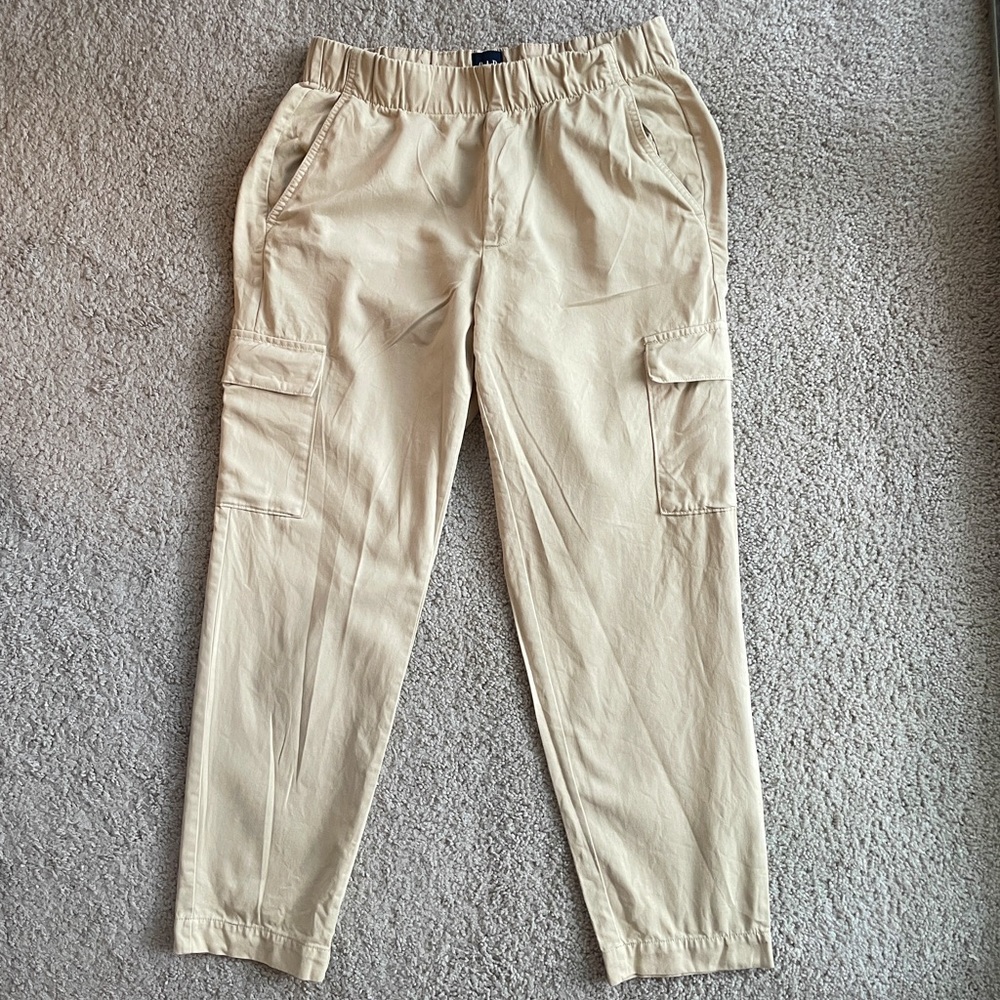GAP Light Tan Khaki Elastic Waistband Mid / High Rise Cargo Pants Size Medium